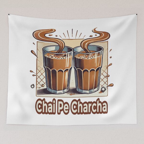 Item preview, Chai Pe Charcha | Indian Cutting Chai Tea Lover Funny Quote Design designed and sold by Globalcitytees.