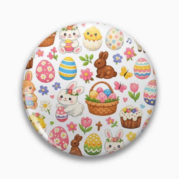 Item preview, Cute Easter Pattern Pastel Spring Design – Bunting Basket Bunny Lamb Chicks Carrots Flowers Seamless Print designed and sold by My Gluten Free Life UK.