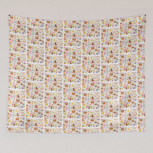 Item preview, Cute Easter Pattern Pastel Spring Design – Bunting Basket Bunny Lamb Chicks Carrots Flowers Seamless Print designed and sold by My Gluten Free Life UK.