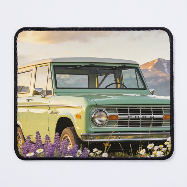 Item preview, Light Green 1973 Ford Bronco in Mountain Meadow – Retro Adventure Car Print designed and sold by BlareBlare.