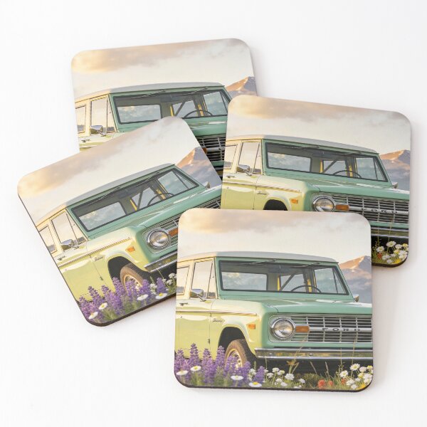 Item preview, Light Green 1973 Ford Bronco in Mountain Meadow – Retro Adventure Car Print designed and sold by BlareBlare.