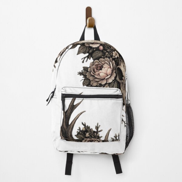 Item preview, Dark Floral Skull with Antlers | Gothic Botanical Deer Skull Art | Aesthetic Tattoo Style Design designed and sold by NeonKawaiiCo.