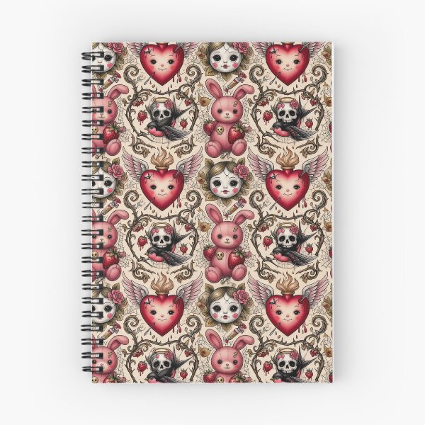 Item preview, Bunnies & hearts.Tattoo Pattern | Ed Hardy Style | Lowbrow Pop Surrealism designed and sold by Piagor.