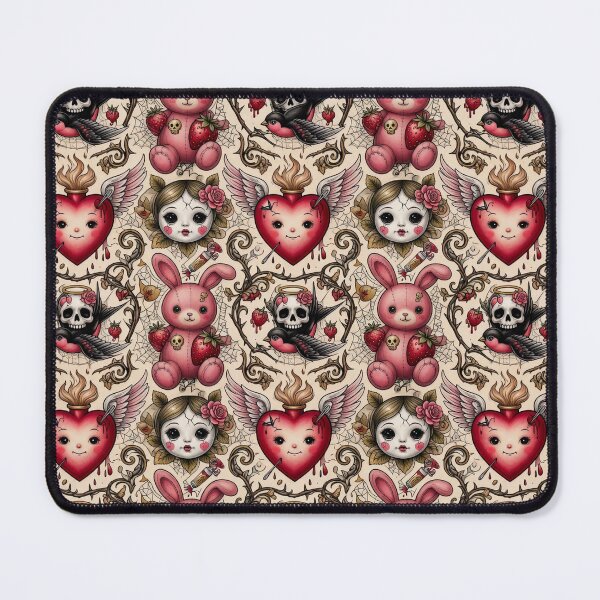 Item preview, Bunnies & hearts.Tattoo Pattern | Ed Hardy Style | Lowbrow Pop Surrealism designed and sold by Piagor.
