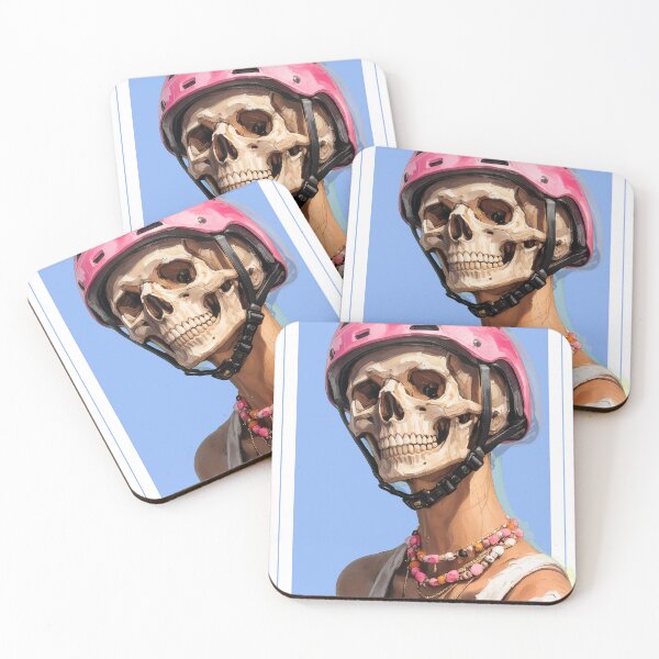 Item preview, Pink Helmet Skull - skater girl – Surreal Gothic Portrait  designed and sold by Glitch Ink.