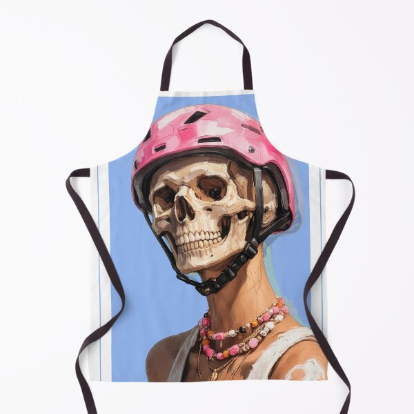 Item preview, Pink Helmet Skull - skater girl – Surreal Gothic Portrait  designed and sold by Glitch Ink.