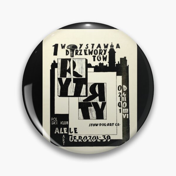 Artikelvorschau, Plakat zur 1. Holzschnittausstellung | Avantgarde-Kunstdruck | Ausdrucksstarkes konstruktivistisches und futuristisches Design | Ausstellung des Polnischen Kunstvereins entworfen und verkauft von artofuniverse.