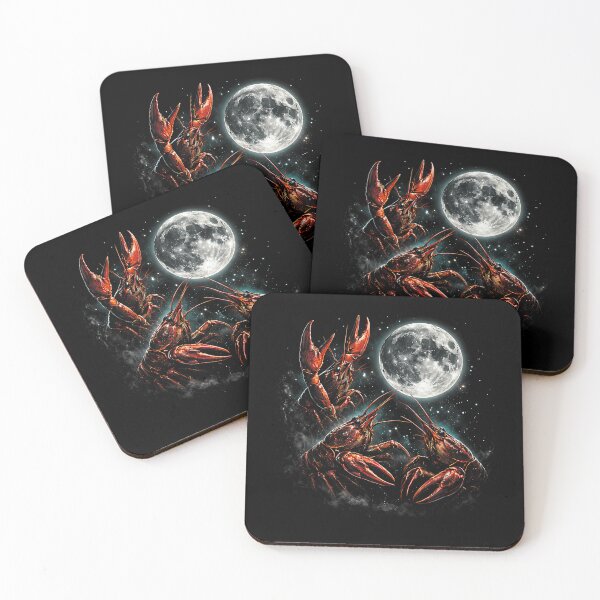 Item preview, Three Crawfish Moon Galaxy Space Retro Animal  designed and sold by ZalcArtStore.