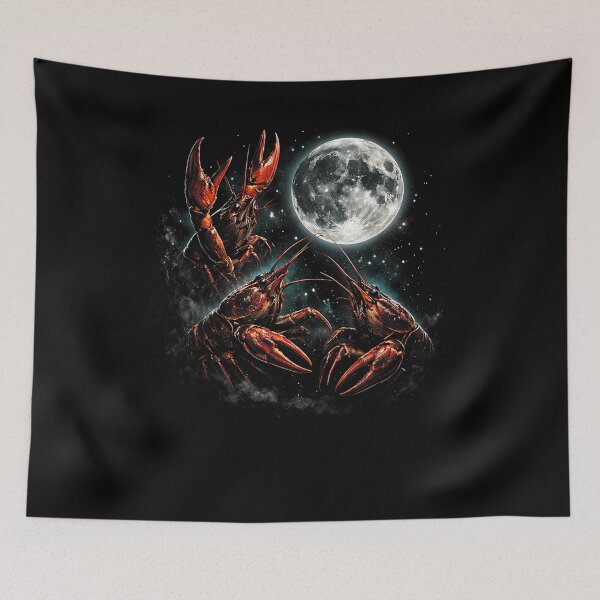 Item preview, Three Crawfish Moon Galaxy Space Retro Animal  designed and sold by ZalcArtStore.