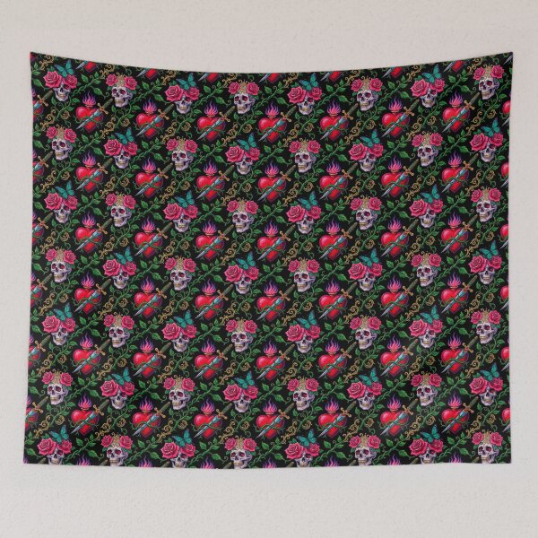 Item preview, Hearts & Skulls. Tattoo Pattern | Ed Hardy Style | Lowbrow Pop Surrealism designed and sold by Piagor.