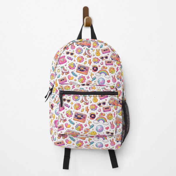 Item preview, Funky 90s Hippie Pattern Colourful Retro Design – Camper Van Flowers Lightning Bolts Sunglasses Groovy Print designed and sold by My Gluten Free Life UK.