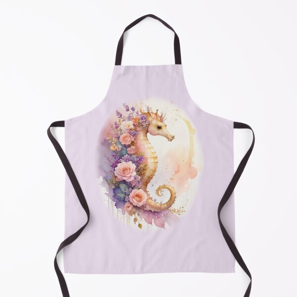 Item preview, Impresión de lujo con estampado floral romántico de caballitos de mar y rosas en acuarela, arte botánico marino. designed and sold by icemanphotos.