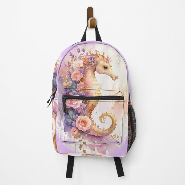 Item preview, Romantic floral watercolor seahorse roses botanical ocean art luxury print designed and sold by icemanphotos.