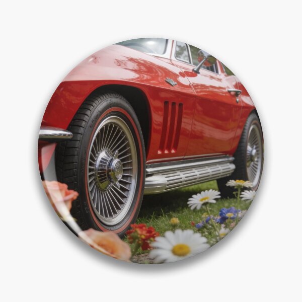 Item preview, Red 1967 Chevrolet Corvette 427 in Blooming Garden – Classic Car Art Decor designed and sold by BlareBlare.