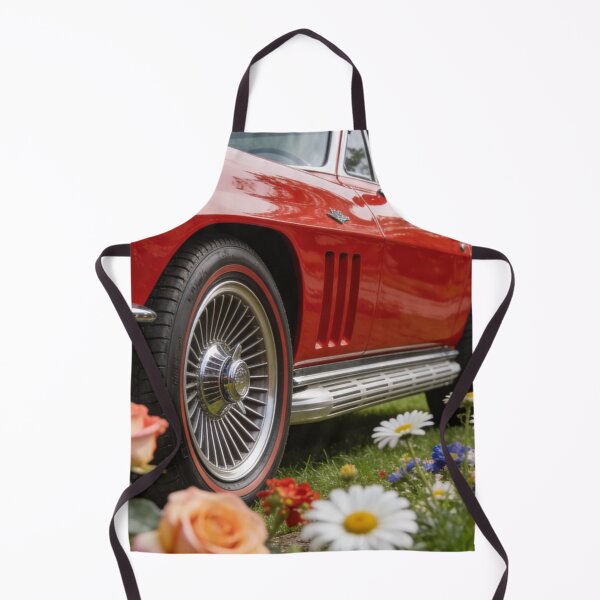 Item preview, Red 1967 Chevrolet Corvette 427 in Blooming Garden – Classic Car Art Decor designed and sold by BlareBlare.