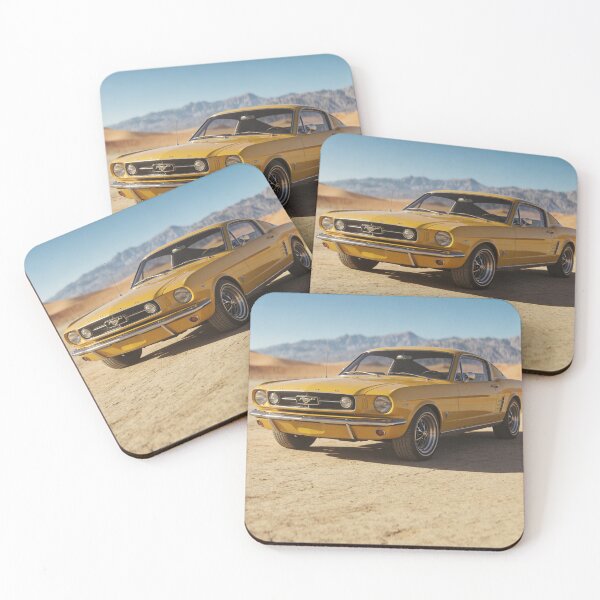 Item preview, Yellow 1967 Ford Mustang in Desert Landscape – Iconic Vintage Car Wall Art designed and sold by BlareBlare.