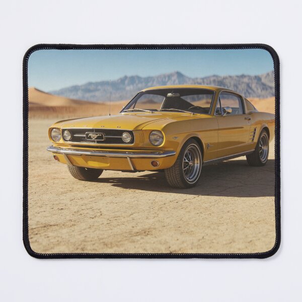 Item preview, Yellow 1967 Ford Mustang in Desert Landscape – Iconic Vintage Car Wall Art designed and sold by BlareBlare.