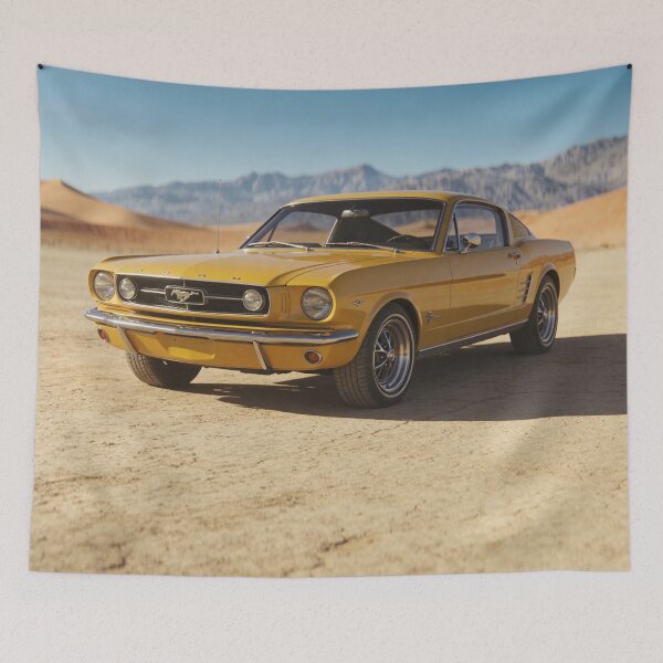 Item preview, Yellow 1967 Ford Mustang in Desert Landscape – Iconic Vintage Car Wall Art designed and sold by BlareBlare.