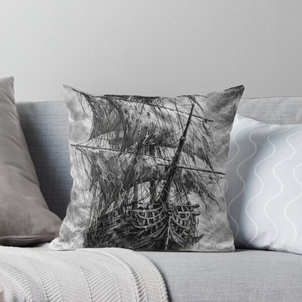 Item preview, Pirate Ship in Storm – Hand Drawn Pencil Sketch Illustration designed and sold by Mac Sketches.