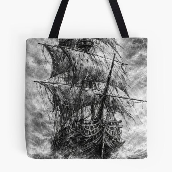 Item preview, Pirate Ship in Storm – Hand Drawn Pencil Sketch Illustration designed and sold by Mac Sketches.