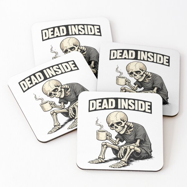 Item preview, Dead Inside Skeleton Coffee – Funny Tired Skeleton Cartoon Design designed and sold by GeaSupplyStudio.