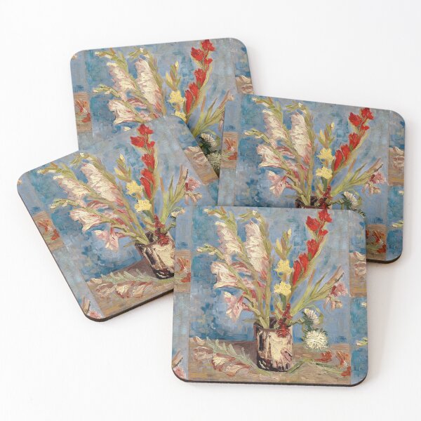 Item preview, Vase With Gladioli and China Asters by Vincent van Gogh: Floral Art Print designed and sold by artofuniverse.