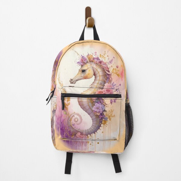 Item preview, Romantic floral watercolor seahorse roses botanical ocean art luxury print designed and sold by icemanphotos.