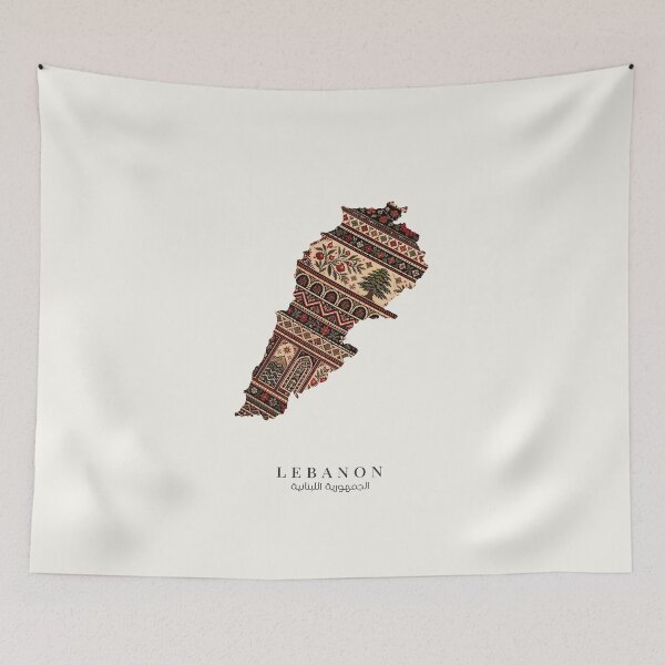 Item preview, Lebanon Map Poster | Traditional Lebanese Embroidery Art designed and sold by bone  apart.