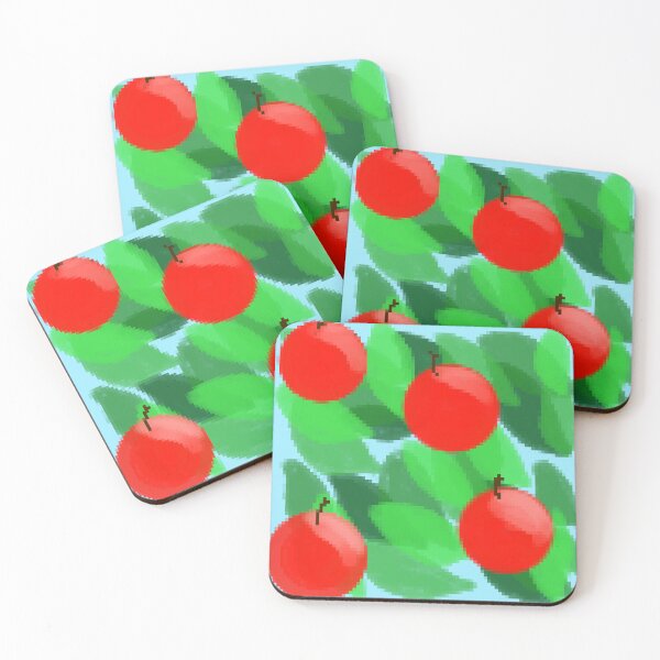 Item preview, Pixel Apples and Leaves on Soft Sky Blue  designed and sold by JaygiesDesign.