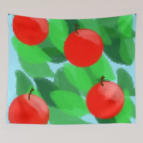 Item preview, Pixel Apples and Leaves on Soft Sky Blue  designed and sold by JaygiesDesign.