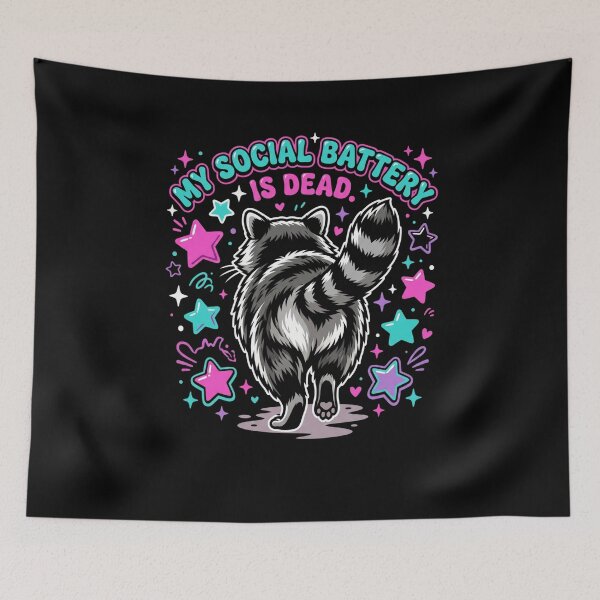 Item preview, My Social Battery Is Dead Raccoon Introvert Social Exhaustion designed and sold by SofenArt.