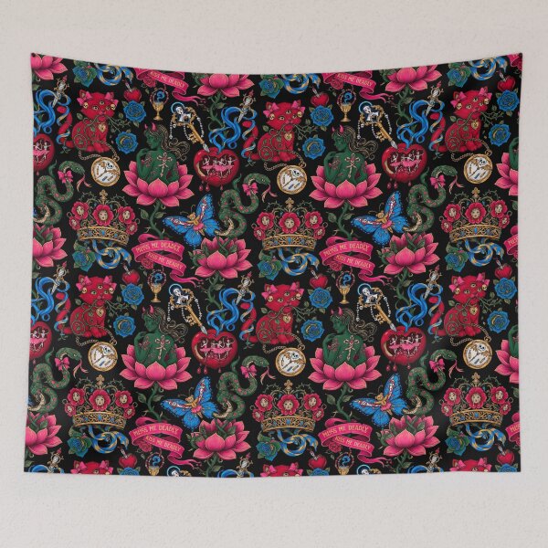 Item preview, Red Cats Pattern | Ed Hardy Style. Vintage Tattoo Style designed and sold by Piagor.