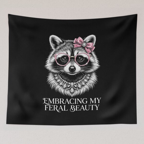 Item preview, Embracing My Feral Beauty Raccoon Lover Wild Animal Women designed and sold by SofenArt.
