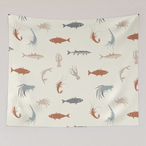 Item preview, Whimsical Marine Creatures on Cream Pattern designed and sold by mittie101.