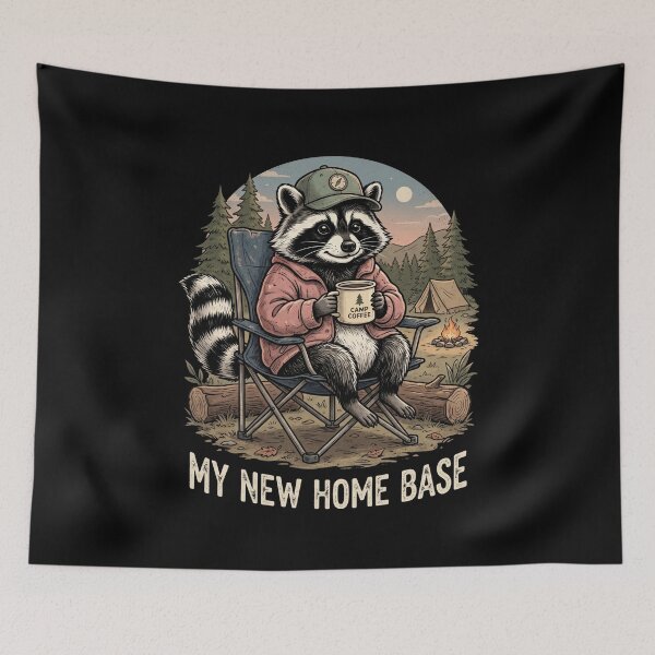 Item preview, My New Home Base Raccoon Camping Outdoors Adventure Camper designed and sold by SofenArt.