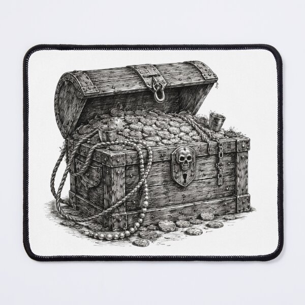 Item preview, Pirate Treasure Chest – Hand Drawn Pencil Sketch Illustration designed and sold by Mac Sketches.