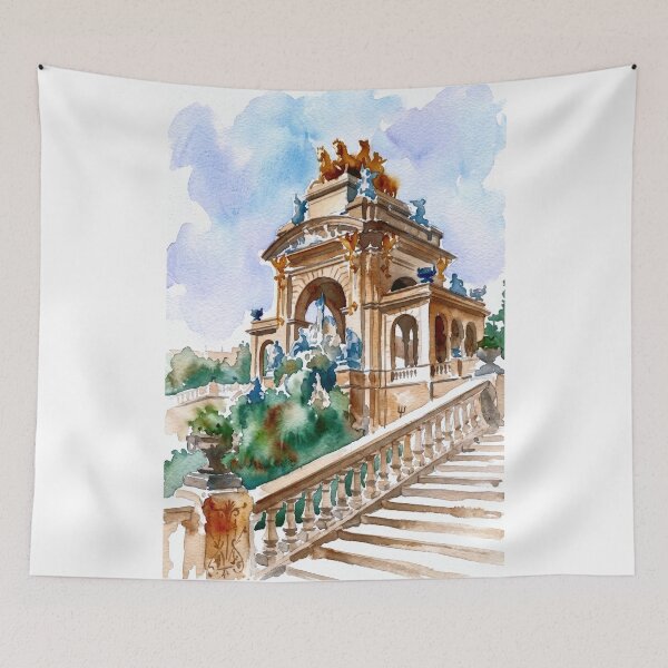 Item preview, Barcelona Watercolor Cascada Monumental Ciutadella designed and sold by caracatita75.