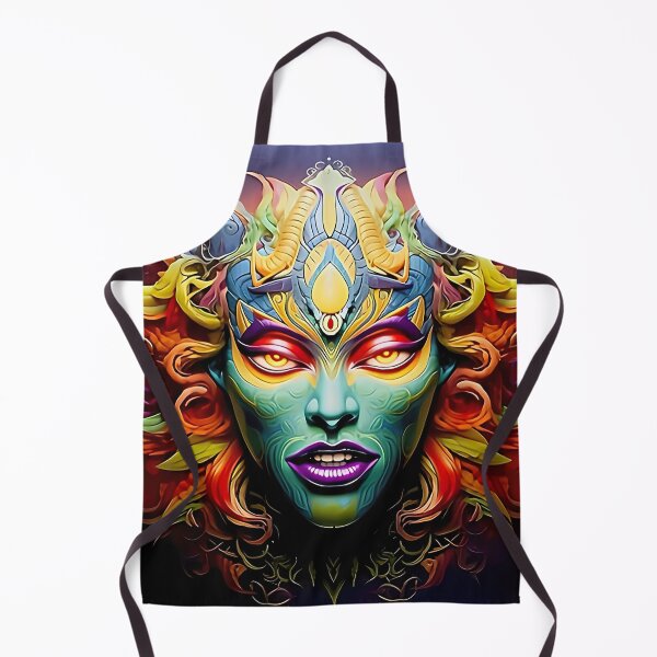 Item preview, Psychedelic Tribal Goddess – Neon Fantasy Mask Portrait designed and sold by Dominik1994.