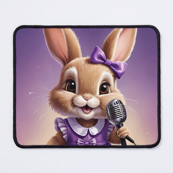 Item preview, Cute baby girl rabbit is singer, purple dress designed and sold by Leylita Design.
