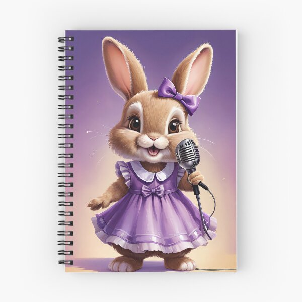 Item preview, Cute baby girl rabbit is singer, purple dress designed and sold by Leylita Design.