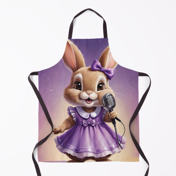 Item preview, Cute baby girl rabbit is singer, purple dress designed and sold by Leylita Design.
