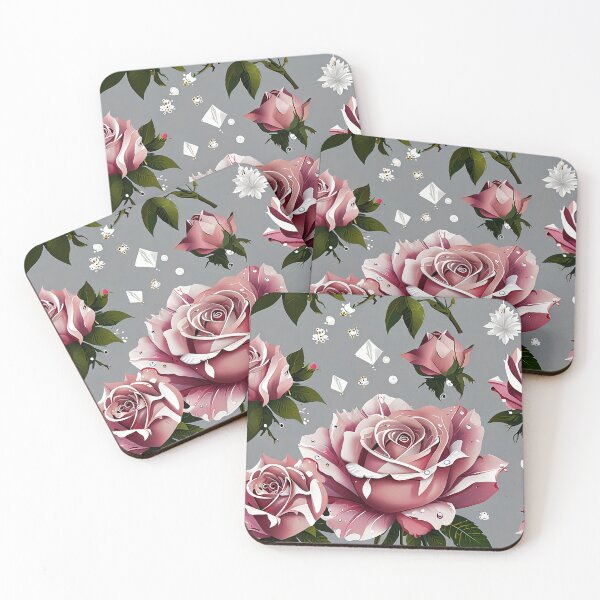 Item preview, Pink roses on gray background seamless pattern designed and sold by Leylita Design.