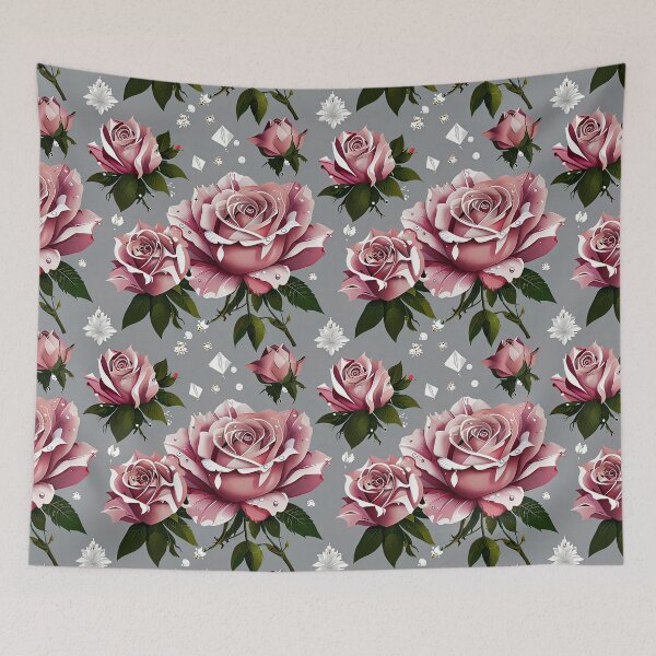 Item preview, Pink roses on gray background seamless pattern designed and sold by Leylita Design.