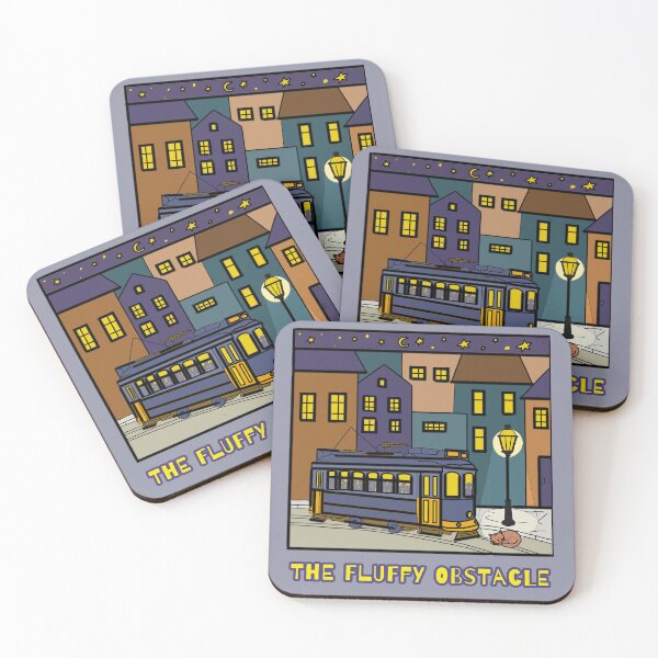 Item preview, NIGHT CITY TRAM AND SLEEPING FLUFFY CAT designed and sold by LeshanArt.
