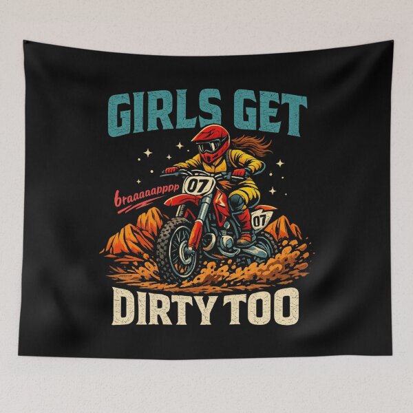 Item preview, Girls Get Dirty Too – Motocross Girl Dirt Bike Rider Vintage designed and sold by SidTastic .