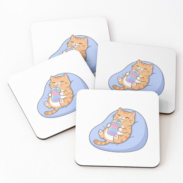 Item preview, Cute Orange Cat Drinking Frozen Fruit Slushie Illustration designed and sold by NoopnyangStudio.