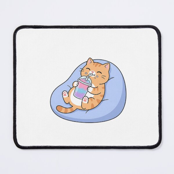 Item preview, Cute Orange Cat Drinking Frozen Fruit Slushie Illustration designed and sold by NoopnyangStudio.