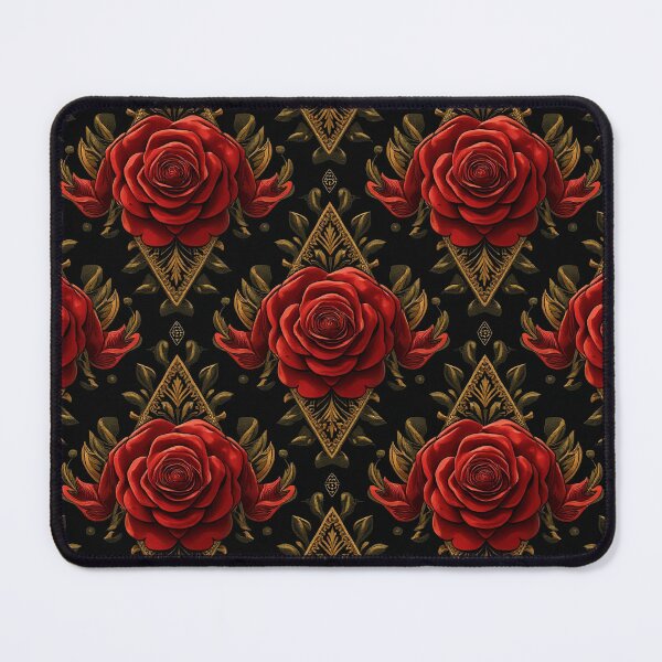 Item preview, Baroque Crimson Roses & Gold Filigree Pattern designed and sold by mittie101.