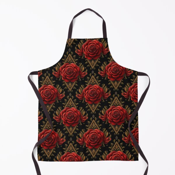Item preview, Baroque Crimson Roses & Gold Filigree Pattern designed and sold by mittie101.