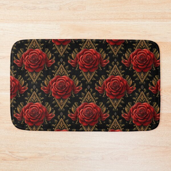 Item preview, Baroque Crimson Roses & Gold Filigree Pattern designed and sold by mittie101.